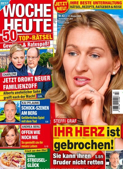 Titelbild der Ausgabe 43/2026 von Woche Heute. Diese Zeitschrift und viele weitere Frauenzeitschriften als Abo oder epaper bei United Kiosk online kaufen.