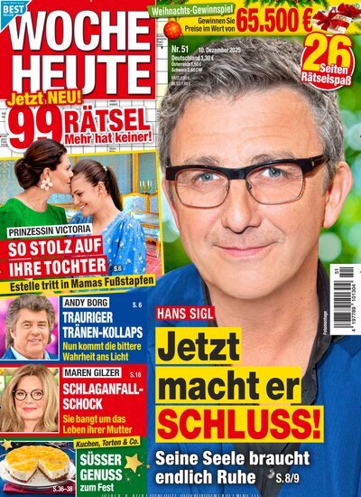 Titelbild der Ausgabe 51/2025 von Woche Heute. Diese Zeitschrift und viele weitere Frauenzeitschriften als Abo oder epaper bei United Kiosk online kaufen.