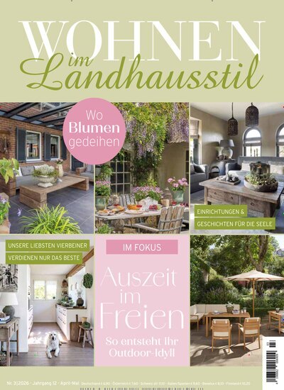 Titelbild der Ausgabe 3/2026 von Wohnen im Landhausstil. Diese Zeitschrift und viele weitere Gartenzeitschriften und Wohnzeitschriften als Abo oder epaper bei United Kiosk online kaufen.