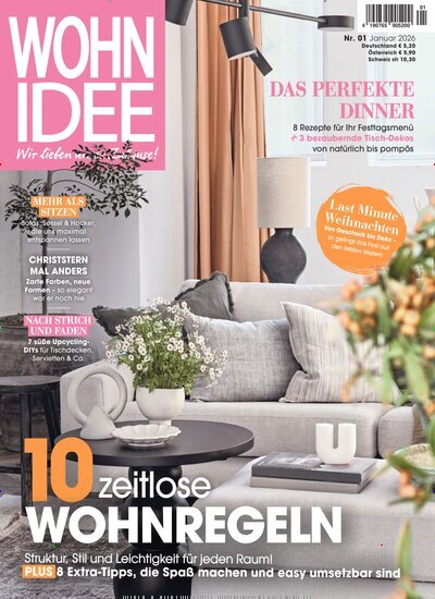 Titelbild der Ausgabe 1/2026 von Wohnidee. Diese Zeitschrift und viele weitere Gartenzeitschriften und Wohnzeitschriften als Abo oder epaper bei United Kiosk online kaufen.
