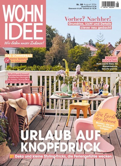 Titelbild der Ausgabe 8/2026 von Wohnidee. Diese Zeitschrift und viele weitere Gartenzeitschriften und Wohnzeitschriften als Abo oder epaper bei United Kiosk online kaufen.