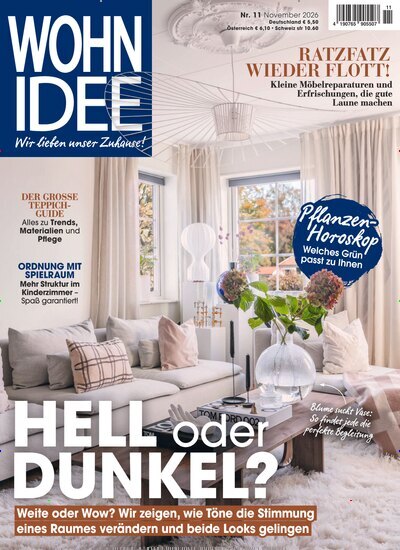 Titelbild der Ausgabe 11/2026 von Wohnidee. Diese Zeitschrift und viele weitere Gartenzeitschriften und Wohnzeitschriften als Abo oder epaper bei United Kiosk online kaufen.