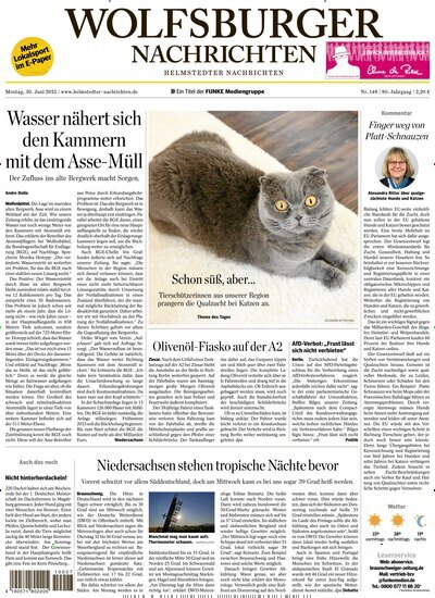 Titelbild der Ausgabe 149/2025 von Wolfsburger Nachrichten Helmstedt. Diese Zeitschrift und viele weitere Zeitungsabos als Abo oder epaper bei United Kiosk online kaufen.