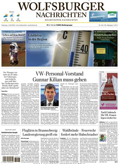 Titelbild der Ausgabe 154/2025 von Wolfsburger Nachrichten Helmstedt. Diese Zeitschrift und viele weitere Zeitungsabos als Abo oder epaper bei United Kiosk online kaufen.