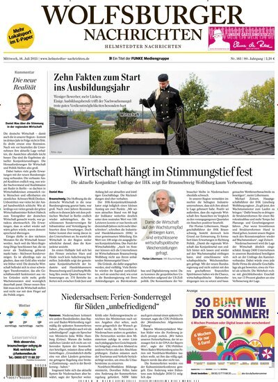 Titelbild der Ausgabe 163/2025 von Wolfsburger Nachrichten Helmstedt. Diese Zeitschrift und viele weitere Zeitungsabos als Abo oder epaper bei United Kiosk online kaufen.