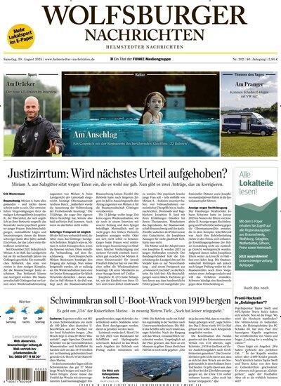 Titelbild der Ausgabe 202/2025 von Wolfsburger Nachrichten Helmstedt. Diese Zeitschrift und viele weitere Zeitungsabos als Abo oder epaper bei United Kiosk online kaufen.