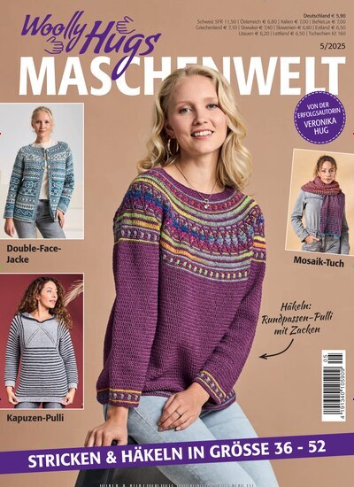 Titelbild der Ausgabe 5/2025 von Woolly Hugs Maschenwelt. Diese Zeitschrift und viele weitere Modemagazine und DIY-Magazine als Abo oder epaper bei United Kiosk online kaufen.