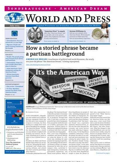 Titelbild der Ausgabe 7/2023 von World and Press - American Dream. Diese Zeitschrift und viele weitere Reisemagazine, Freizeitmagazine und Wissensmagazine als Abo oder epaper bei United Kiosk online kaufen.