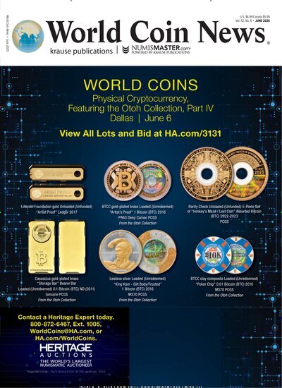 Titelbild der Ausgabe 6/2025 von World Coin News. Diese Zeitschrift und viele weitere Reisemagazine, Freizeitmagazine und Wissensmagazine als Abo oder epaper bei United Kiosk online kaufen.