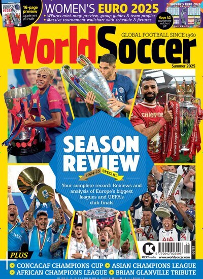 Titelbild der Ausgabe 7/2025 von World Soccer. Diese Zeitschrift und viele weitere Sportmagazine als Abo oder epaper bei United Kiosk online kaufen.