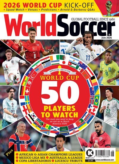 Titelbild der Ausgabe 7/2026 von World Soccer. Diese Zeitschrift und viele weitere Sportmagazine als Abo oder epaper bei United Kiosk online kaufen.