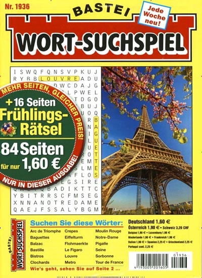 Titelbild der Ausgabe 1936/2020 von Wort-Suchspiel. Diese Zeitschrift und viele weitere Groschenromane und Rätselhefte als Abo oder epaper bei United Kiosk online kaufen.