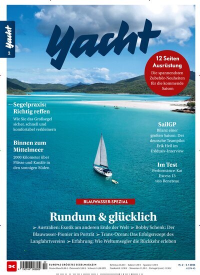 Titelbild der Ausgabe 2/2026 von Yacht. Diese Zeitschrift und viele weitere Sportmagazine als Abo oder epaper bei United Kiosk online kaufen.