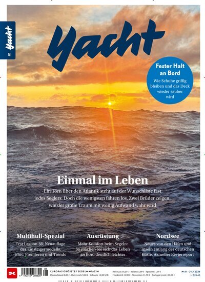 Titelbild der Ausgabe 8/2026 von Yacht. Diese Zeitschrift und viele weitere Sportmagazine als Abo oder epaper bei United Kiosk online kaufen.