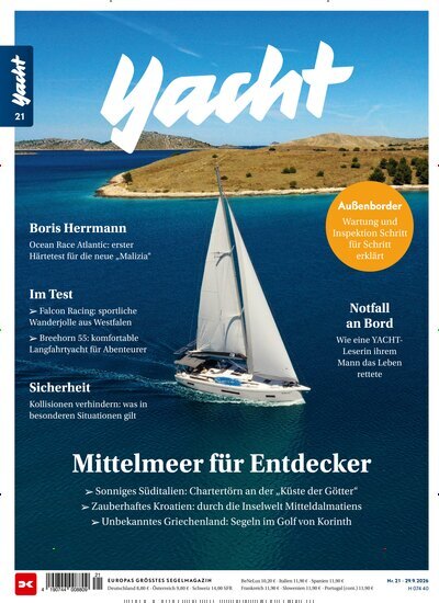 Titelbild der Ausgabe 21/2026 von Yacht. Diese Zeitschrift und viele weitere Sportmagazine als Abo oder epaper bei United Kiosk online kaufen.
