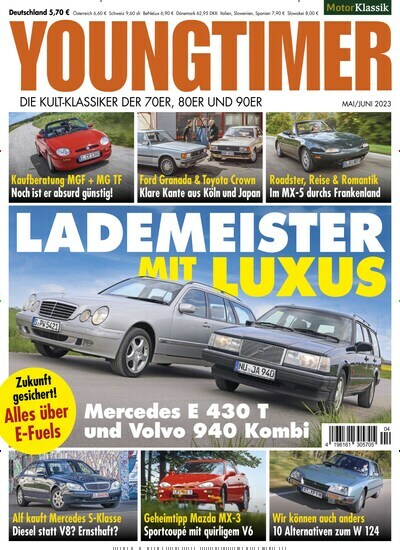 Titelbild der Ausgabe 4/2023 von Youngtimer. Diese Zeitschrift und viele weitere Automagazine und Motorradzeitschriften als Abo oder epaper bei United Kiosk online kaufen.