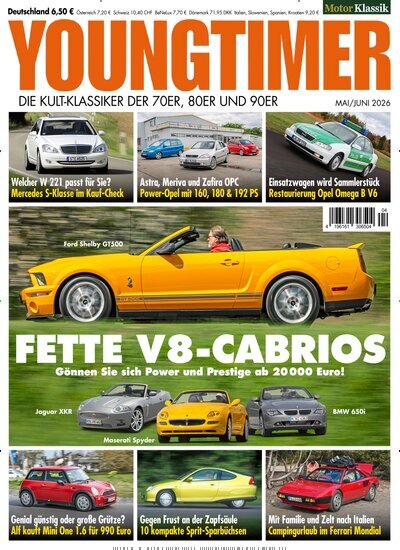 Titelbild der Ausgabe 4/2026 von Youngtimer. Diese Zeitschrift und viele weitere Automagazine und Motorradzeitschriften als Abo oder epaper bei United Kiosk online kaufen.