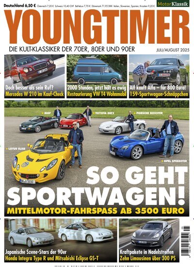 Titelbild der Ausgabe 5/2025 von Youngtimer. Diese Zeitschrift und viele weitere Automagazine und Motorradzeitschriften als Abo oder epaper bei United Kiosk online kaufen.