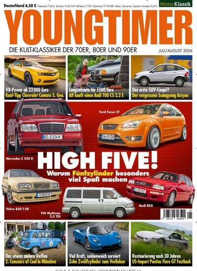 Titelbild der Ausgabe 5/2026 von Youngtimer. Diese Zeitschrift und viele weitere Automagazine und Motorradzeitschriften als Abo oder epaper bei United Kiosk online kaufen.