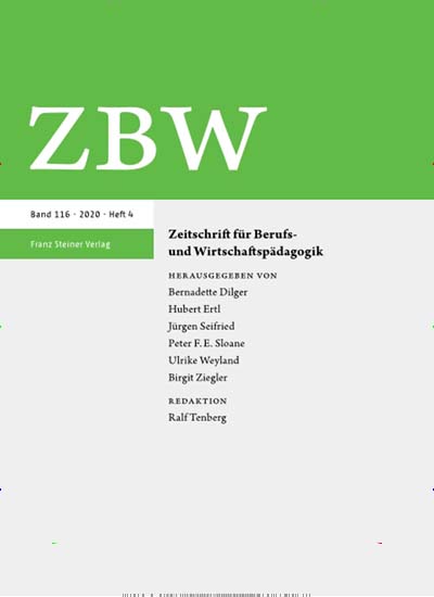 Titelbild der Ausgabe 4/2020 von ZBW Zeitschrift für Berufs- und Wirtschaftspädagogik. Diese Zeitschrift und viele weitere Zeitschriften für Pädagogik als Abo oder epaper bei United Kiosk online kaufen.