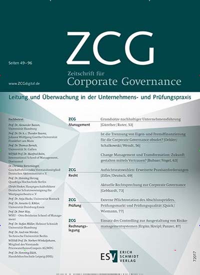 Titelbild der Ausgabe 1/2020 von Zeitschrift für Corporate Governance - ZCG. Diese Zeitschrift und viele weitere Businessmagazine als Abo oder epaper bei United Kiosk online kaufen.