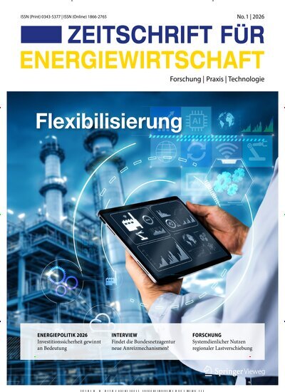 Titelbild der Ausgabe 1/2026 von Zeitschrift für Energiewirtschaft. Diese Zeitschrift und viele weitere Naturzeitschriften, Landwirtschaftszeitungen und Umweltmagazine als Abo oder epaper bei United Kiosk online kaufen.