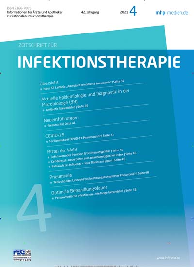 Titelbild der Ausgabe 4/2021 von Zeitschrift für Infektionstherapie. Diese Zeitschrift und viele weitere Pflegezeitschriften und medizinische Fachzeitschriften als Abo oder epaper bei United Kiosk online kaufen.