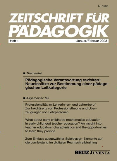 Titelbild der Ausgabe 1/2023 von Zeitschrift für Pädagogik. Diese Zeitschrift und viele weitere Zeitschriften für Pädagogik als Abo oder epaper bei United Kiosk online kaufen.