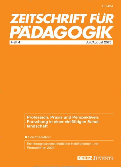 Titelbild der Ausgabe 4/2025 von Zeitschrift für Pädagogik. Diese Zeitschrift und viele weitere Zeitschriften für Pädagogik als Abo oder epaper bei United Kiosk online kaufen.