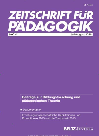 Titelbild der Ausgabe 4/2026 von Zeitschrift für Pädagogik. Diese Zeitschrift und viele weitere Zeitschriften für Pädagogik als Abo oder epaper bei United Kiosk online kaufen.