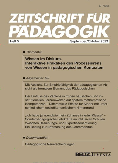 Titelbild der Ausgabe 5/2023 von Zeitschrift für Pädagogik. Diese Zeitschrift und viele weitere Zeitschriften für Pädagogik als Abo oder epaper bei United Kiosk online kaufen.