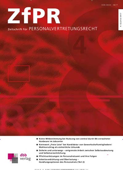 Titelbild der Ausgabe 1/2021 von Zeitschrift für Personalvertretungsrecht (ZfPR). Diese Zeitschrift und viele weitere Businessmagazine als Abo oder epaper bei United Kiosk online kaufen.