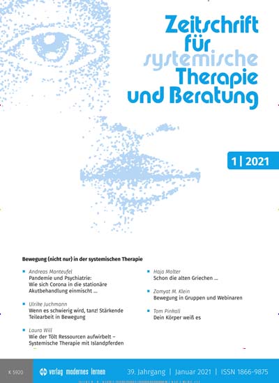 Titelbild der Ausgabe 1/2021 von Zeitschrift für systemische Therapie und Beratung. Diese Zeitschrift und viele weitere Pflegezeitschriften und medizinische Fachzeitschriften als Abo oder epaper bei United Kiosk online kaufen.