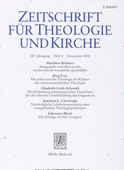 Titelbild der Ausgabe 4/2023 von Zeitschrift für Theologie und Kirche (ZThK). Diese Zeitschrift und viele weitere Kunstmagazine und Kulturmagazine als Abo oder epaper bei United Kiosk online kaufen.