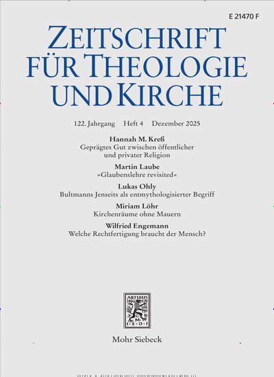 Titelbild der Ausgabe 4/2025 von Zeitschrift für Theologie und Kirche (ZThK). Diese Zeitschrift und viele weitere Kunstmagazine und Kulturmagazine als Abo oder epaper bei United Kiosk online kaufen.