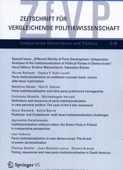 Titelbild der Ausgabe 2/2019 von Zeitschrift für Vergleichende Politikwissenschaft. Diese Zeitschrift und viele weitere Wissenschaftsmagazine als Abo oder epaper bei United Kiosk online kaufen.