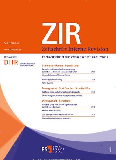 Titelbild der Ausgabe 1/2020 von Zeitschrift Interne Revision - ZIR. Diese Zeitschrift und viele weitere Businessmagazine als Abo oder epaper bei United Kiosk online kaufen.