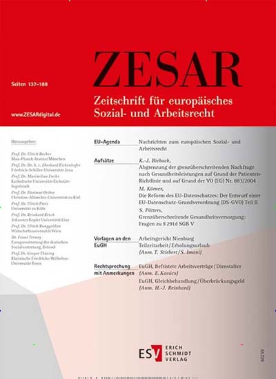 Titelbild der Ausgabe 1/2020 von Zesar. Diese Zeitschrift und viele weitere Jurazeitschriften und Zeitschriften für Verwaltung als Abo oder epaper bei United Kiosk online kaufen.