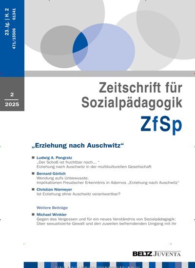 Titelbild der Ausgabe 2/2025 von ZfSp Zeitschrift für Sozialpädagogik. Diese Zeitschrift und viele weitere Zeitschriften für Pädagogik als Abo oder epaper bei United Kiosk online kaufen.
