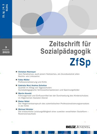 Titelbild der Ausgabe 3/2023 von ZfSp Zeitschrift für Sozialpädagogik. Diese Zeitschrift und viele weitere Zeitschriften für Pädagogik als Abo oder epaper bei United Kiosk online kaufen.