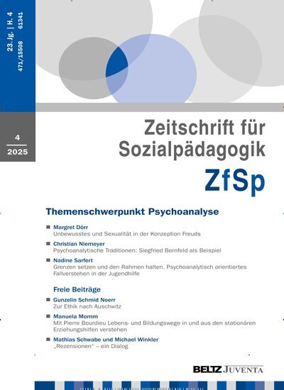 Titelbild der Ausgabe 4/2025 von ZfSp Zeitschrift für Sozialpädagogik. Diese Zeitschrift und viele weitere Zeitschriften für Pädagogik als Abo oder epaper bei United Kiosk online kaufen.