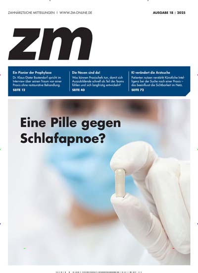 Titelbild der Ausgabe 18/2025 von zm Zahnärztliche Mitteilungen. Diese Zeitschrift und viele weitere Pflegezeitschriften und medizinische Fachzeitschriften als Abo oder epaper bei United Kiosk online kaufen.