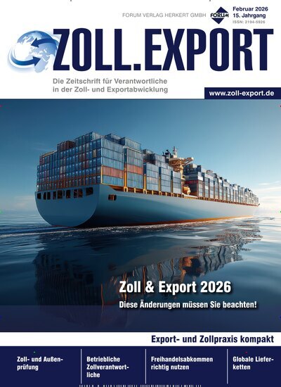 Titelbild der Ausgabe 1/2026 von ZOLL.EXPORT. Diese Zeitschrift und viele weitere Jurazeitschriften und Zeitschriften für Verwaltung als Abo oder epaper bei United Kiosk online kaufen.