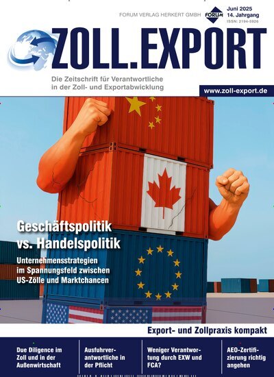 Titelbild der Ausgabe 3/2025 von ZOLL.EXPORT. Diese Zeitschrift und viele weitere Jurazeitschriften und Zeitschriften für Verwaltung als Abo oder epaper bei United Kiosk online kaufen.