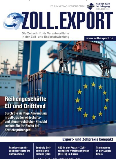 Titelbild der Ausgabe 4/2025 von ZOLL.EXPORT. Diese Zeitschrift und viele weitere Jurazeitschriften und Zeitschriften für Verwaltung als Abo oder epaper bei United Kiosk online kaufen.
