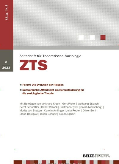 Titelbild der Ausgabe 2/2023 von ZTS Zeitschrift für Theoretische Soziologie. Diese Zeitschrift und viele weitere Wissenschaftsmagazine als Abo oder epaper bei United Kiosk online kaufen.