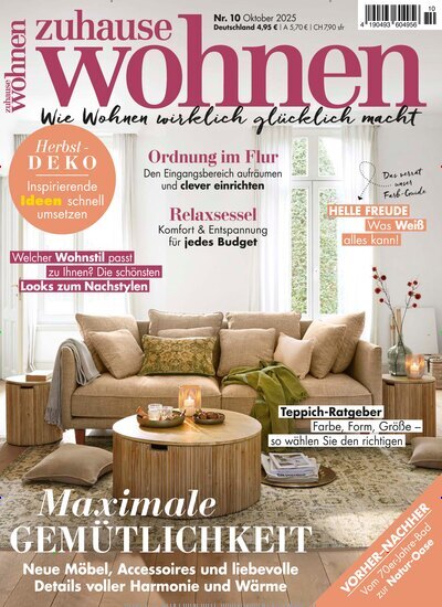Titelbild der Ausgabe 10/2025 von Zuhause Wohnen. Diese Zeitschrift und viele weitere Gartenzeitschriften und Wohnzeitschriften als Abo oder epaper bei United Kiosk online kaufen.
