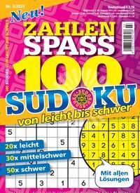 Titelbild der Ausgabe 3/2025 von 100 Sudoku von leicht bis schwer. Diese Zeitschrift und viele weitere Groschenromane und Rätselhefte als Abo oder epaper bei United Kiosk online kaufen.