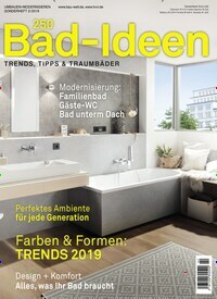 Titelbild der Ausgabe 2/2019 von 250 Bad-Ideen. Diese Zeitschrift und viele weitere Gartenzeitschriften und Wohnzeitschriften als Abo oder epaper bei United Kiosk online kaufen.