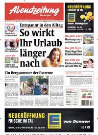 Titelbild der Ausgabe 210/2026 von Abendzeitung München. Diese Zeitschrift und viele weitere Zeitungsabos als Abo oder epaper bei United Kiosk online kaufen.